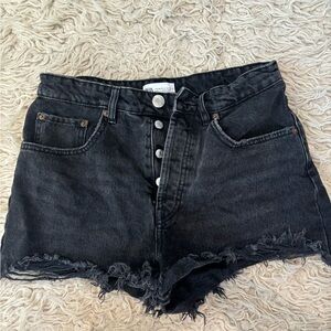 Zara Black Jean Shorts High-Waisted Distressed